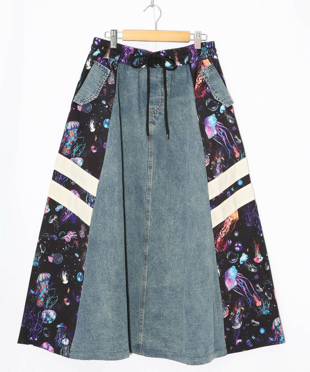 クラゲ柄ナイロン×デニムスカート-20