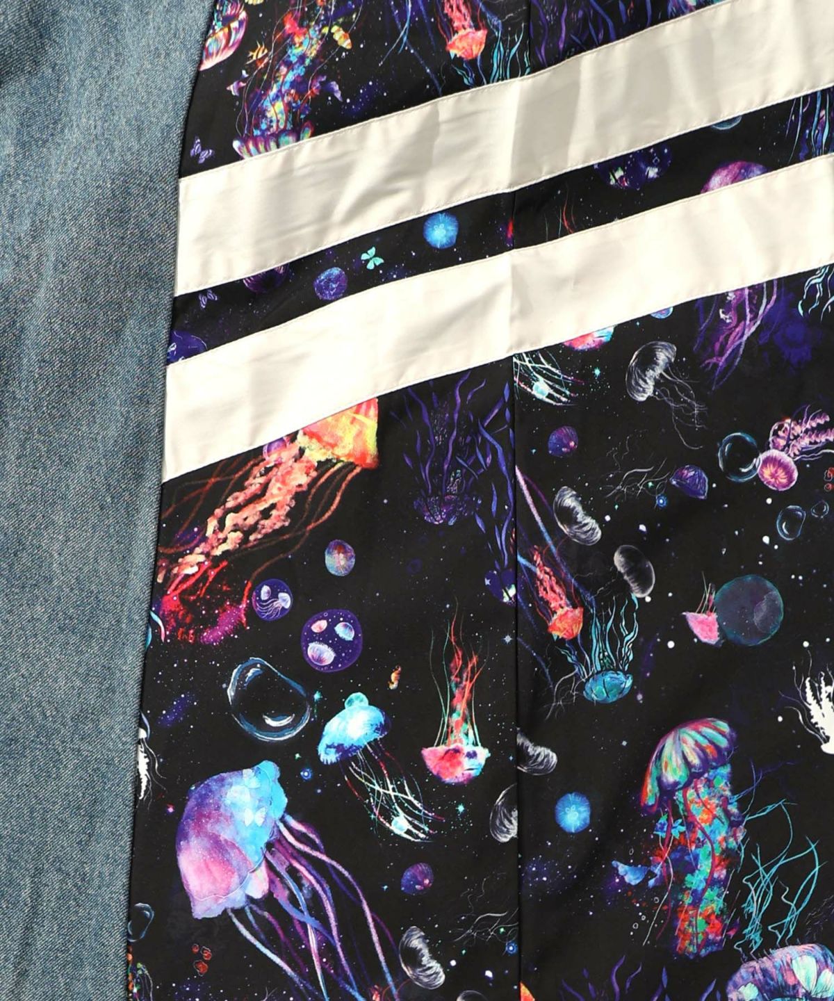 クラゲ柄ナイロン×デニムスカート-21