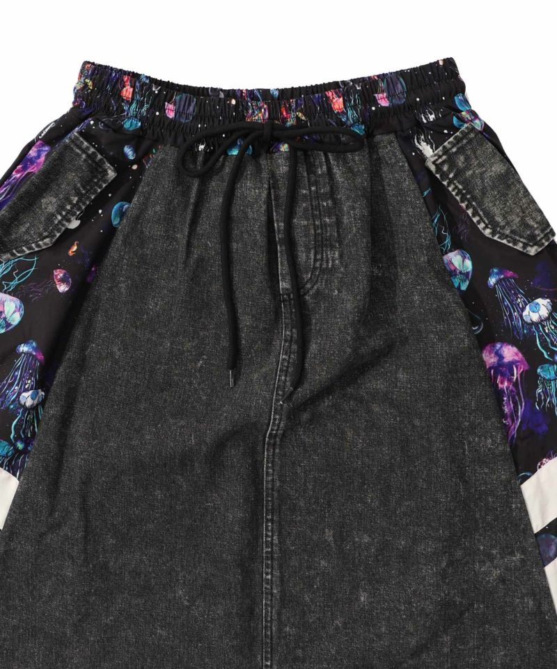 クラゲ柄ナイロン×デニムスカート-22