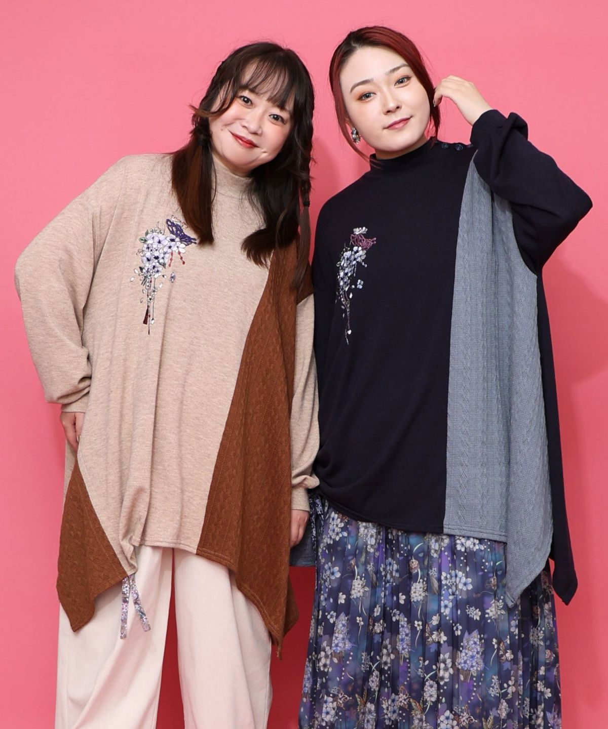 雅結×iS ScoLarコラボ 異素材切替プルオーバー-1