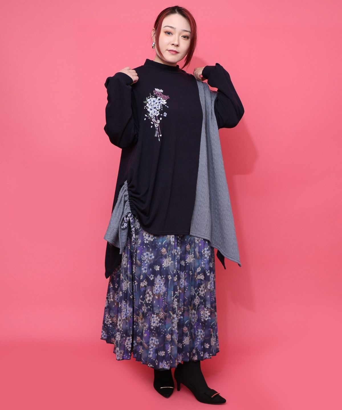 雅結×iS ScoLarコラボ 異素材切替プルオーバー-4