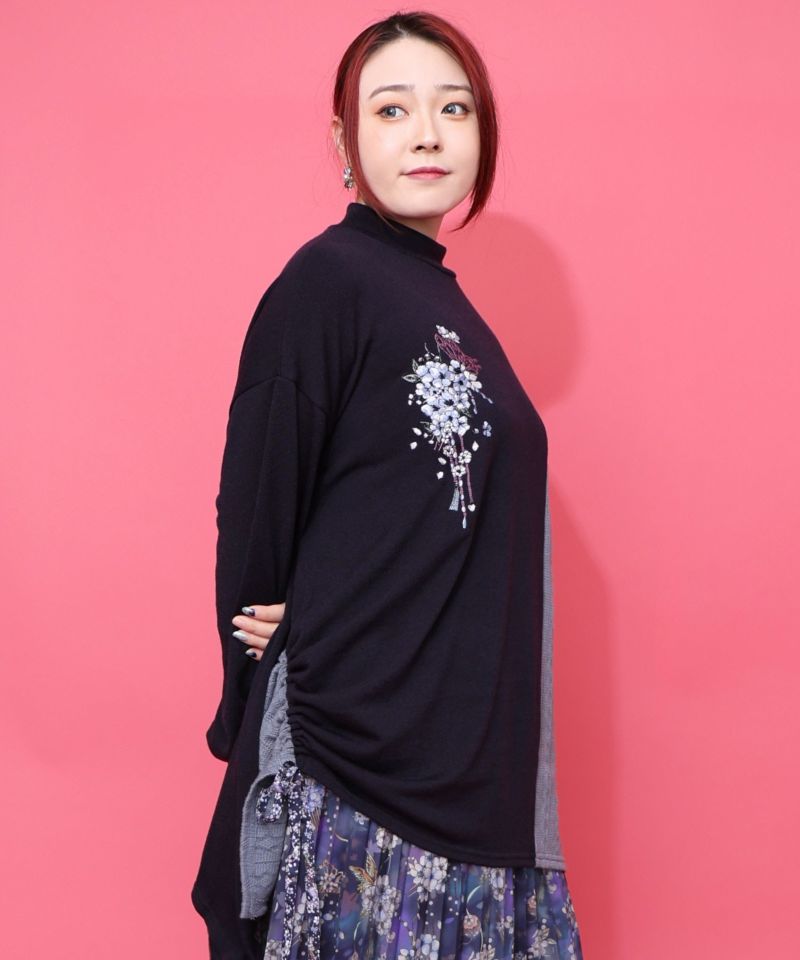 雅結×iS ScoLarコラボ 異素材切替プルオーバー-6