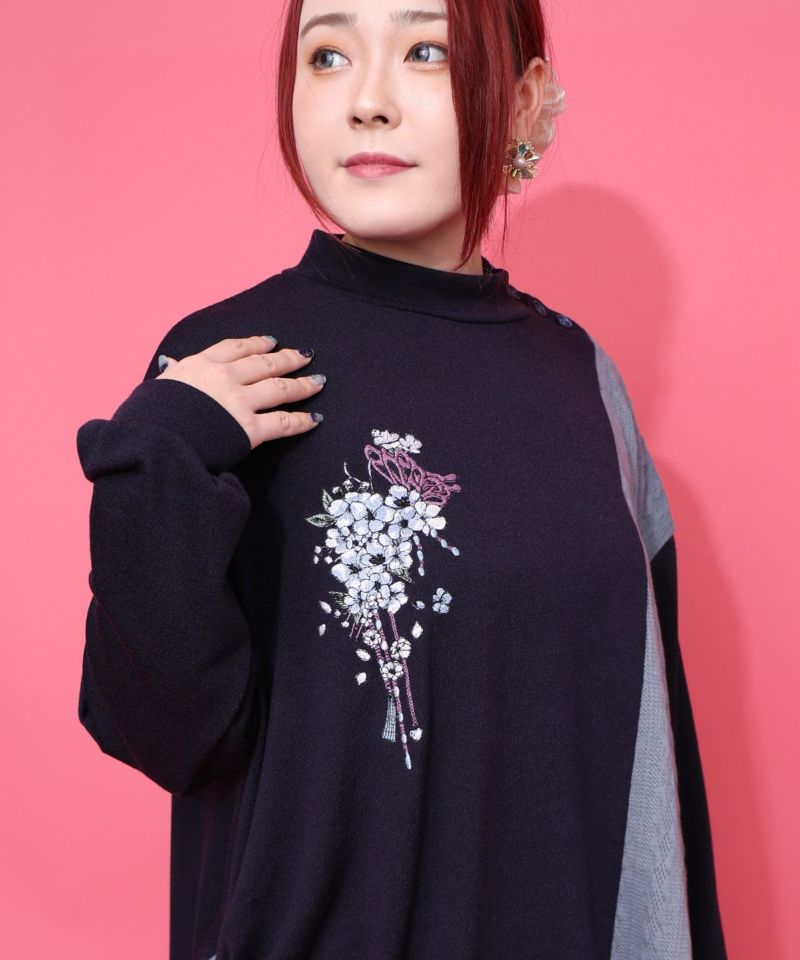 雅結×iS ScoLarコラボ 異素材切替プルオーバー-7