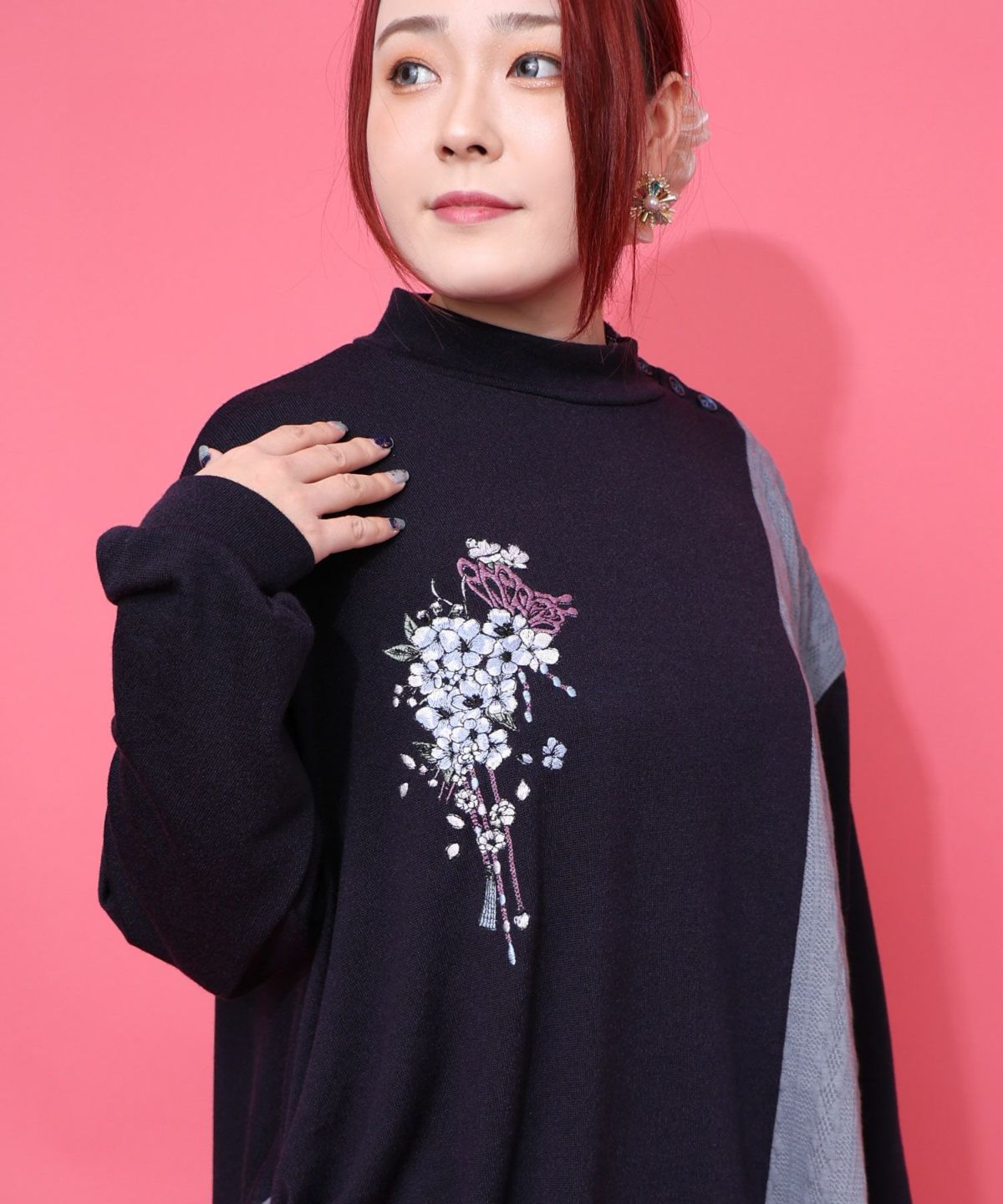 雅結×iS ScoLarコラボ 異素材切替プルオーバー-7