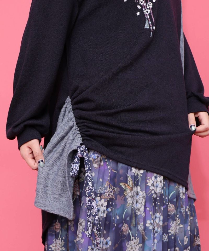 雅結×iS ScoLarコラボ 異素材切替プルオーバー-8