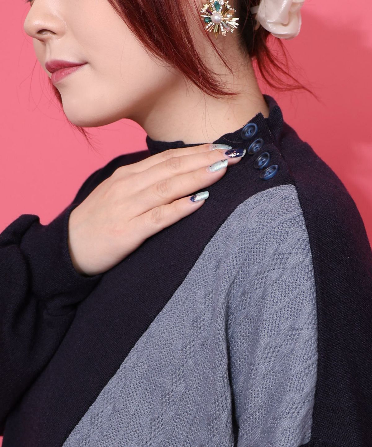 雅結×iS ScoLarコラボ 異素材切替プルオーバー-10