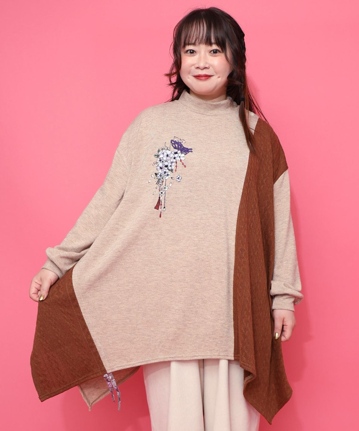 雅結×iS ScoLarコラボ 異素材切替プルオーバー-11