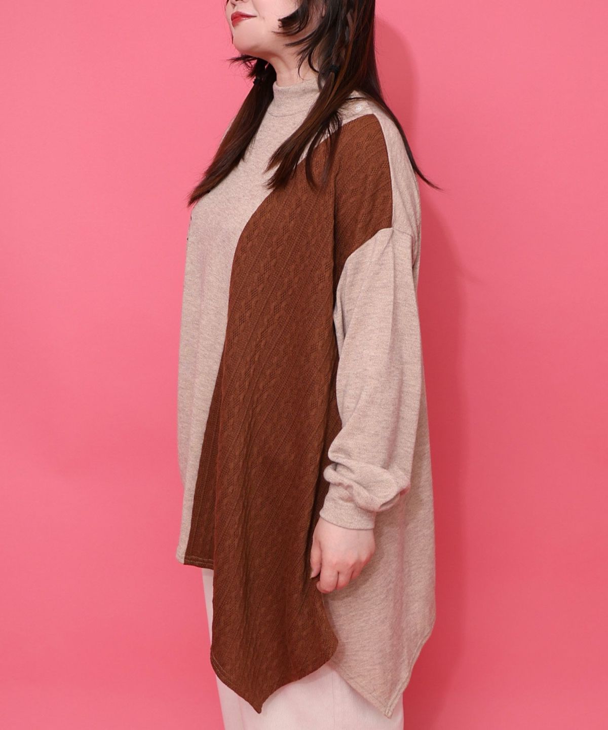 雅結×iS ScoLarコラボ 異素材切替プルオーバー-13