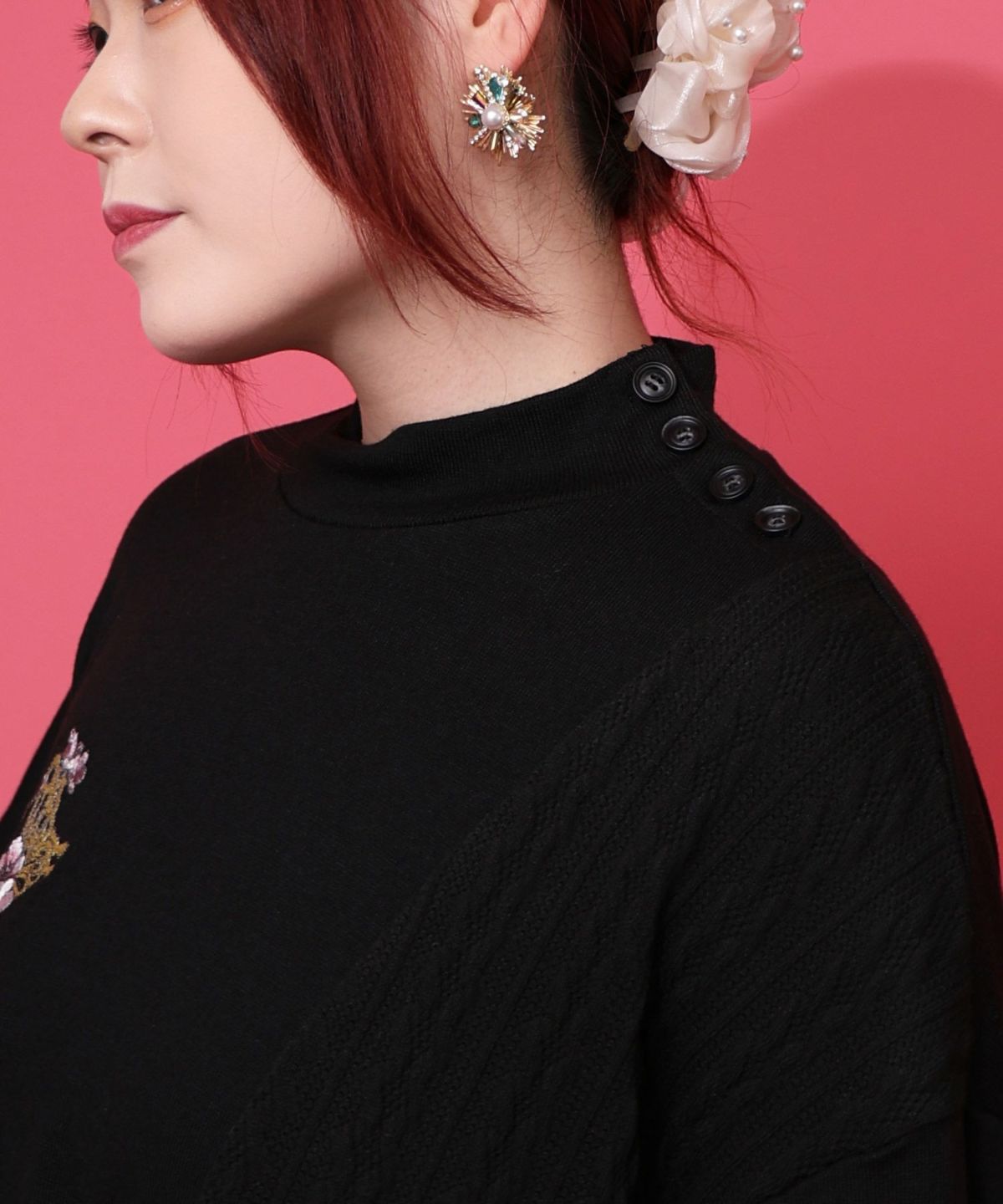 雅結×iS ScoLarコラボ 異素材切替プルオーバー-22