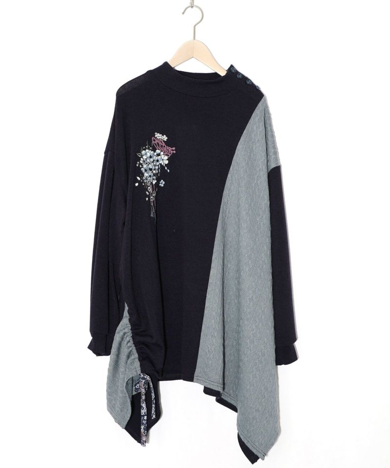 雅結×iS ScoLarコラボ 異素材切替プルオーバー-25