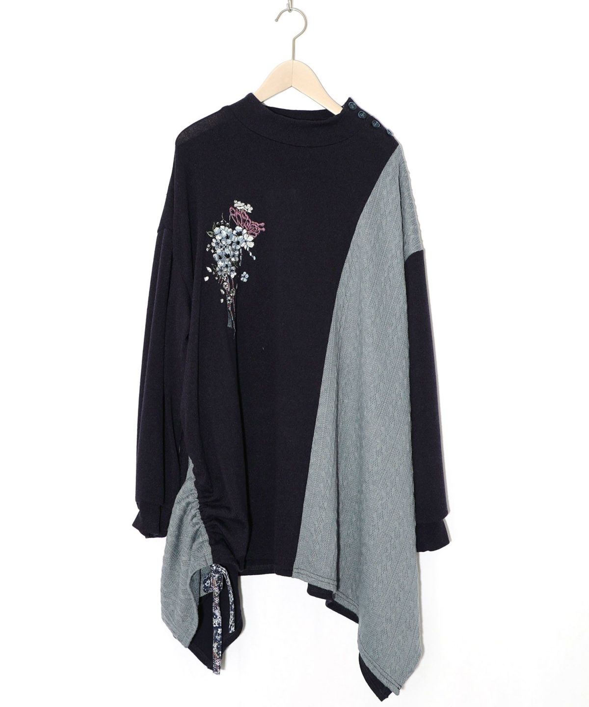 雅結×iS ScoLarコラボ 異素材切替プルオーバー-25