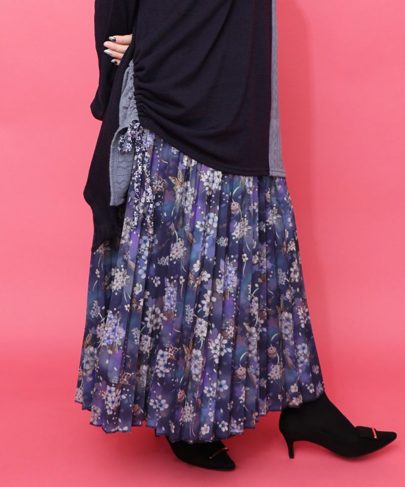 雅結×iS ScoLarコラボ 花蝶リバーシブルスカート-1