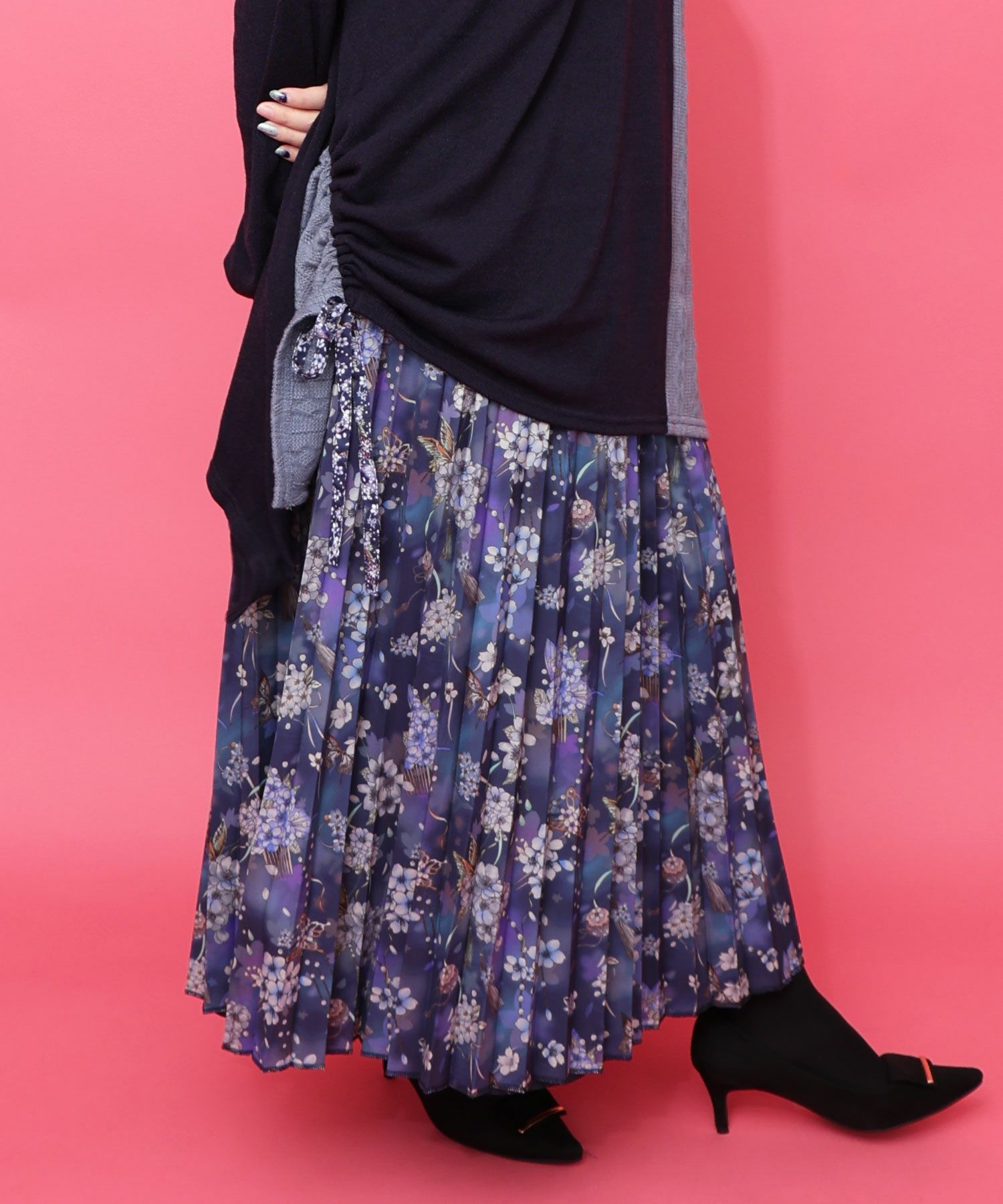 553295：雅結×iS ScoLarコラボ 花蝶リバーシブルスカートの通販-ScoLar