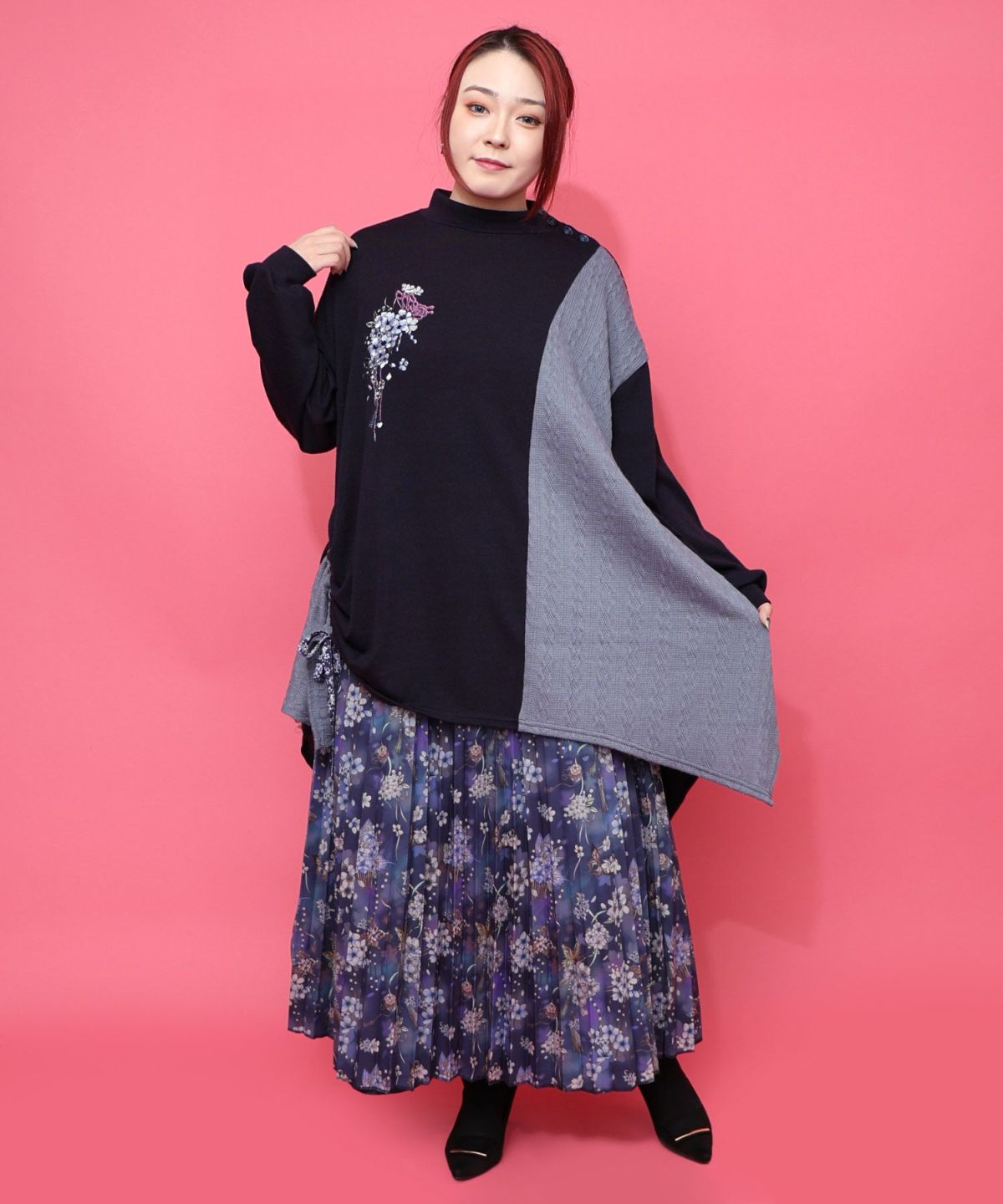 雅結×iS ScoLarコラボ 花蝶リバーシブルスカート-2