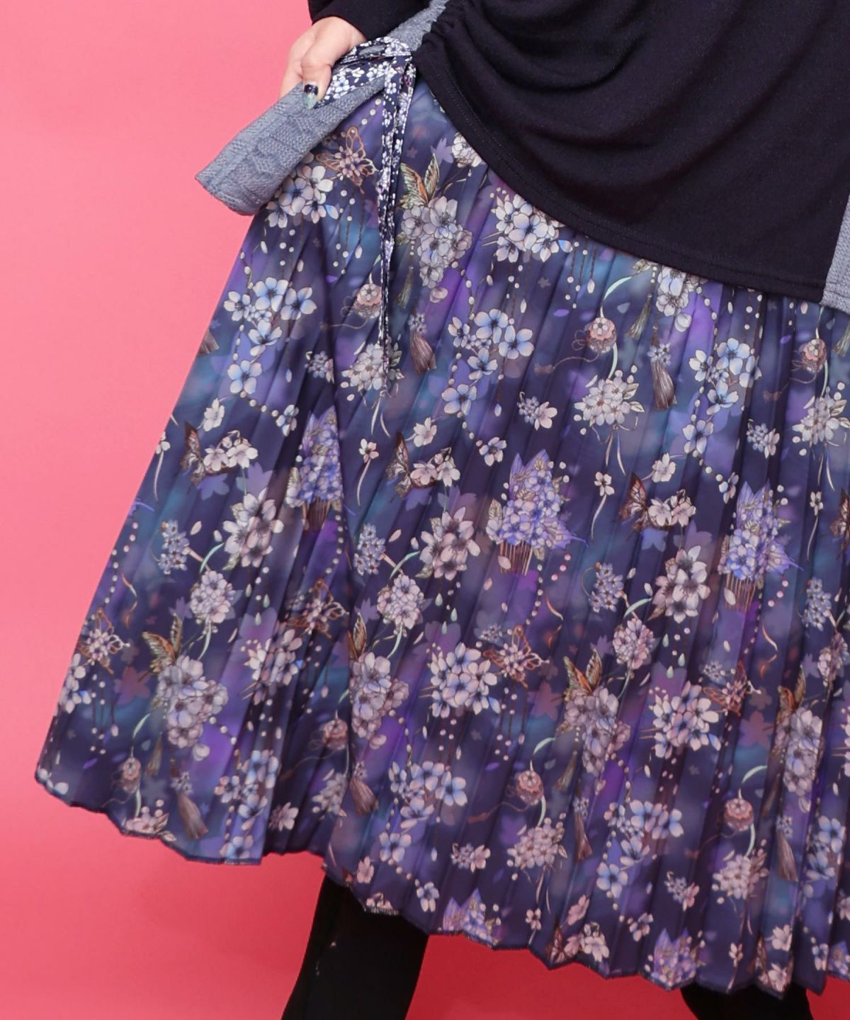 雅結×iS ScoLarコラボ 花蝶リバーシブルスカート-5