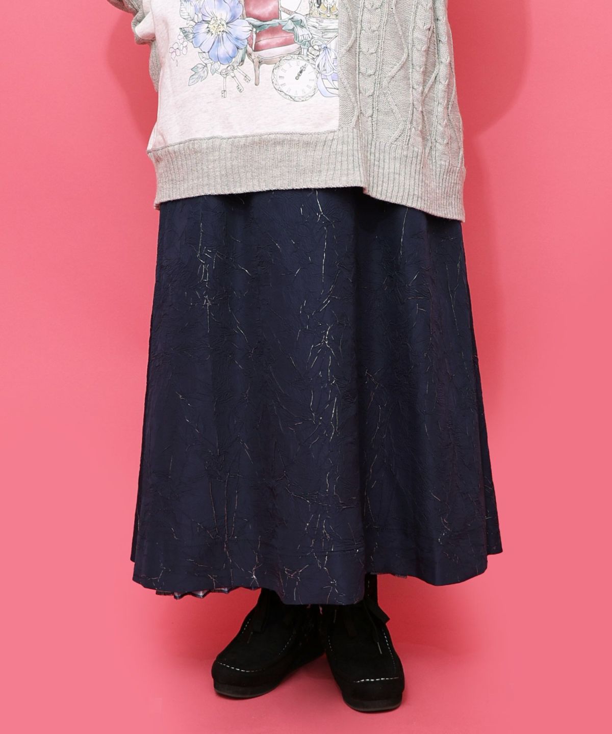 雅結×iS ScoLarコラボ 花蝶リバーシブルスカート-8