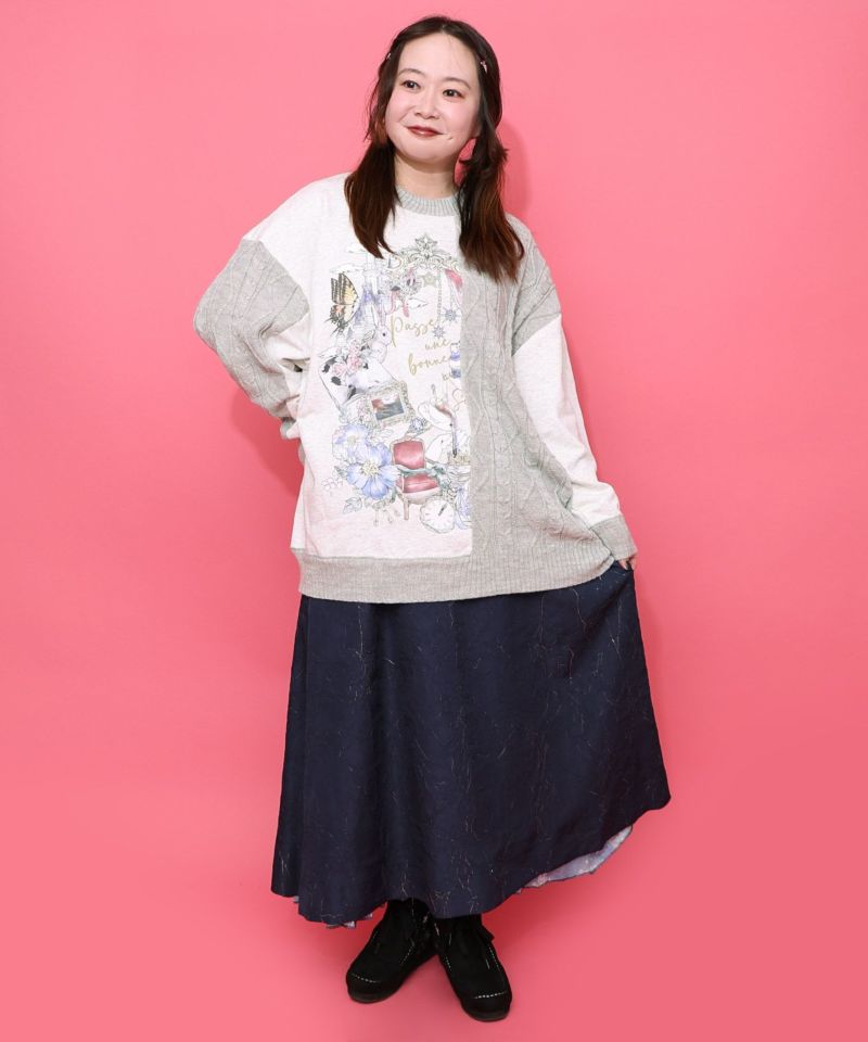 雅結×iS ScoLarコラボ 花蝶リバーシブルスカート-9