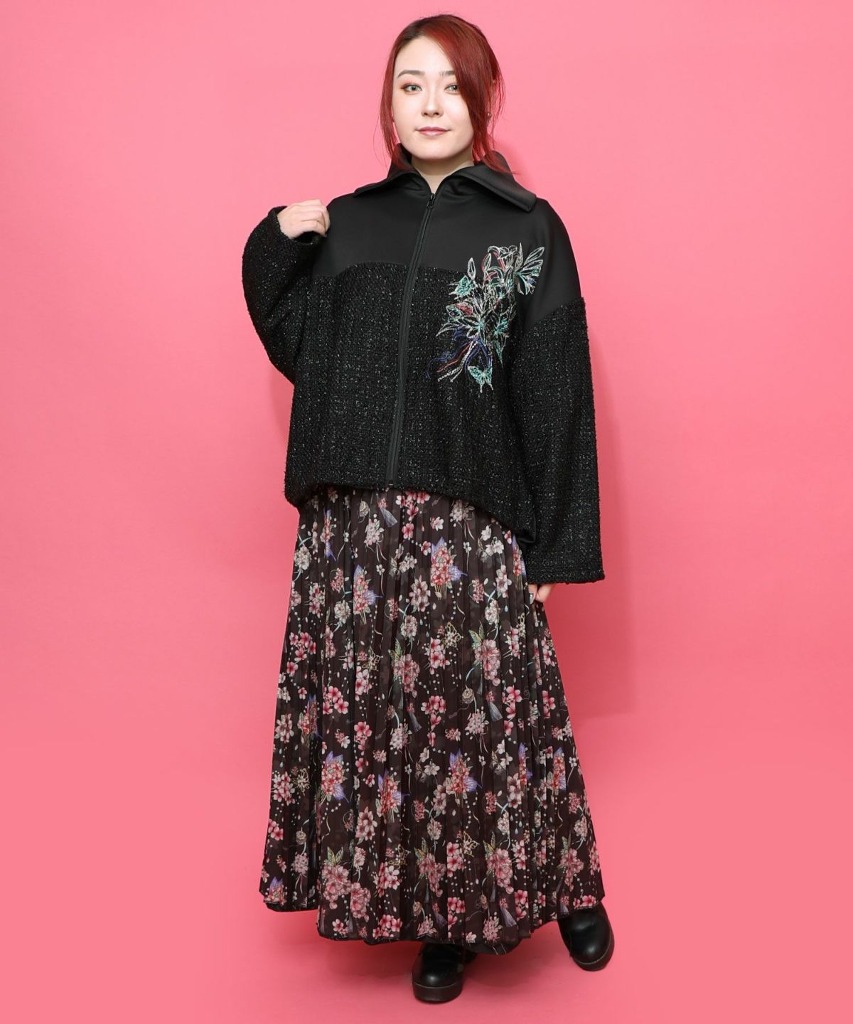 雅結×iS ScoLarコラボ 花蝶リバーシブルスカート-15