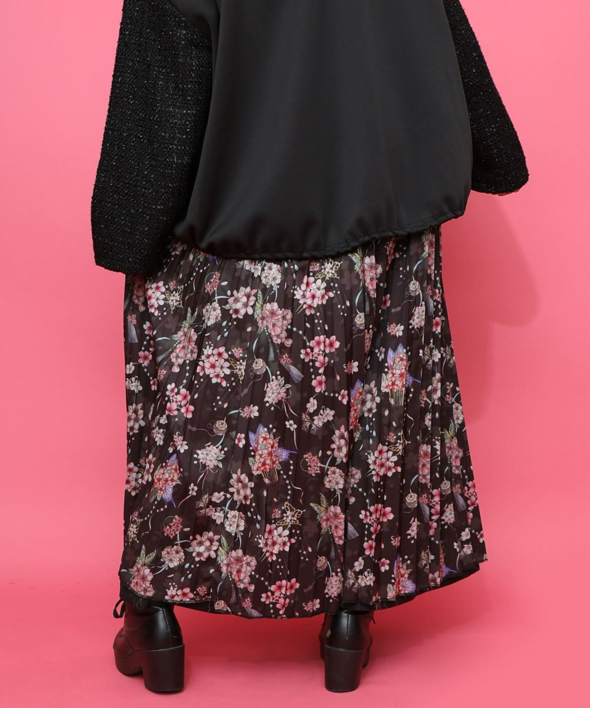 雅結×iS ScoLarコラボ 花蝶リバーシブルスカート-17