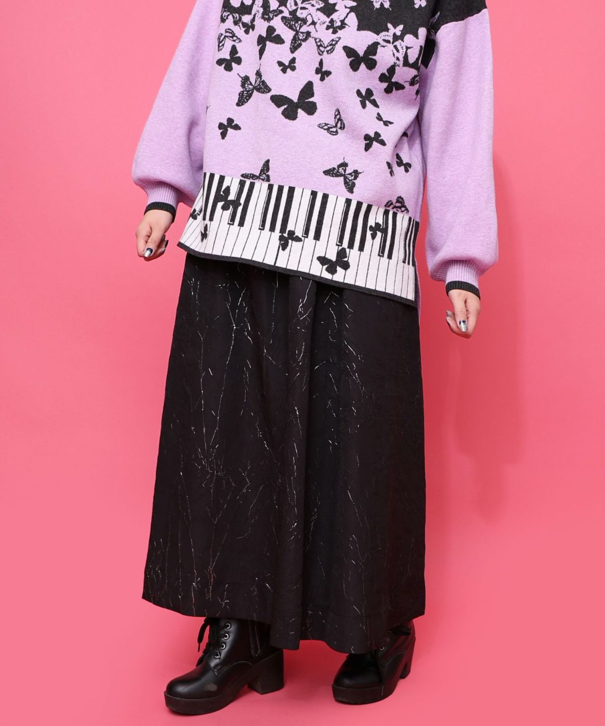 雅結×iS ScoLarコラボ 花蝶リバーシブルスカート-18