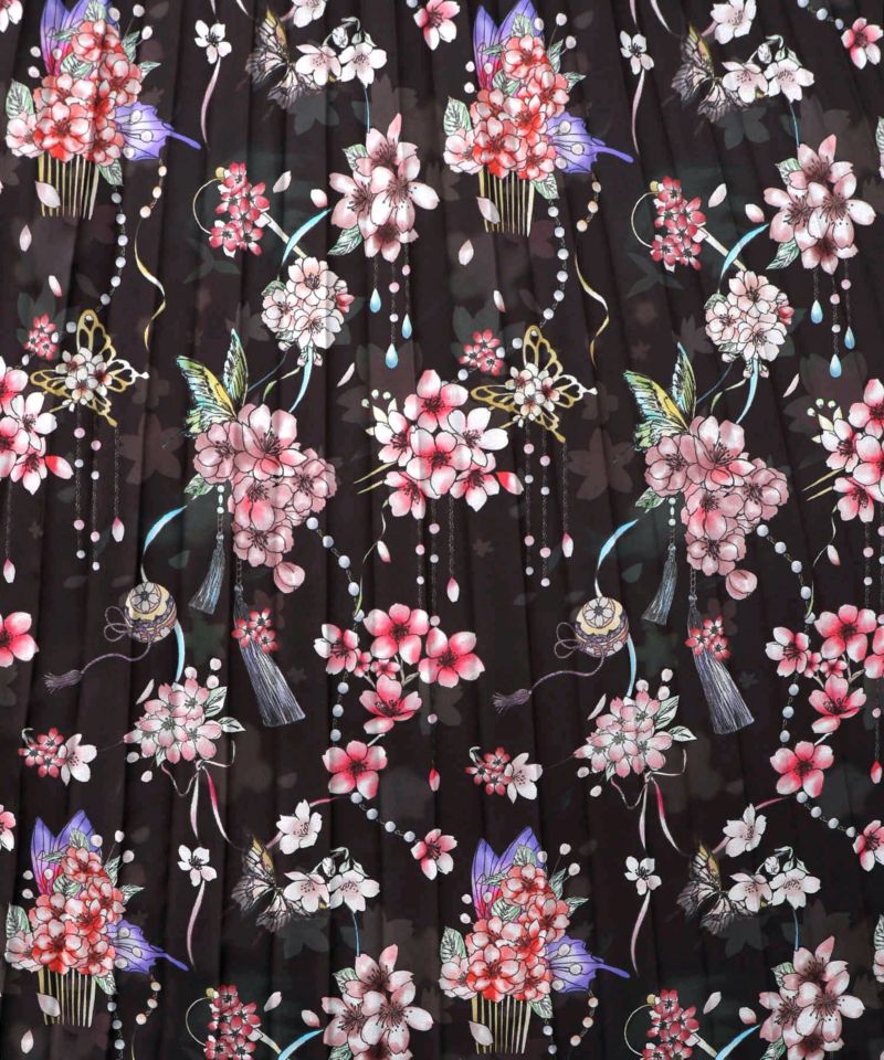 雅結×iS ScoLarコラボ 花蝶リバーシブルスカート-24