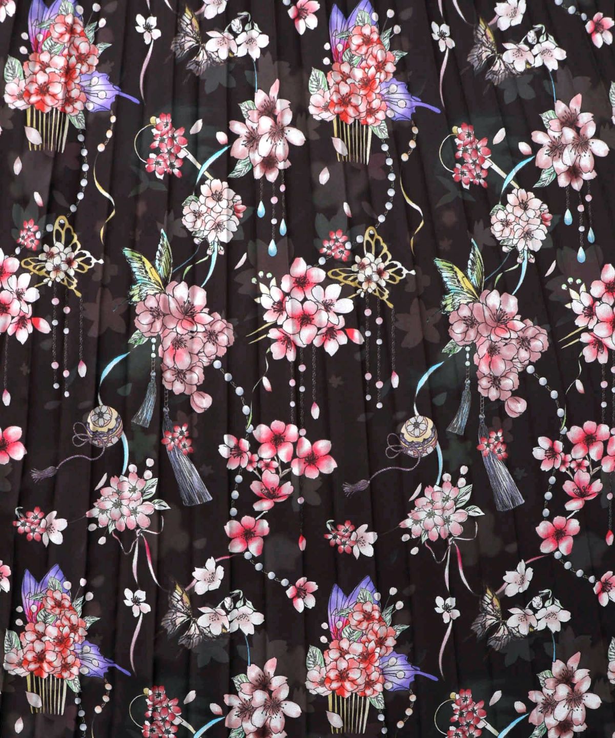 雅結×iS ScoLarコラボ 花蝶リバーシブルスカート-24