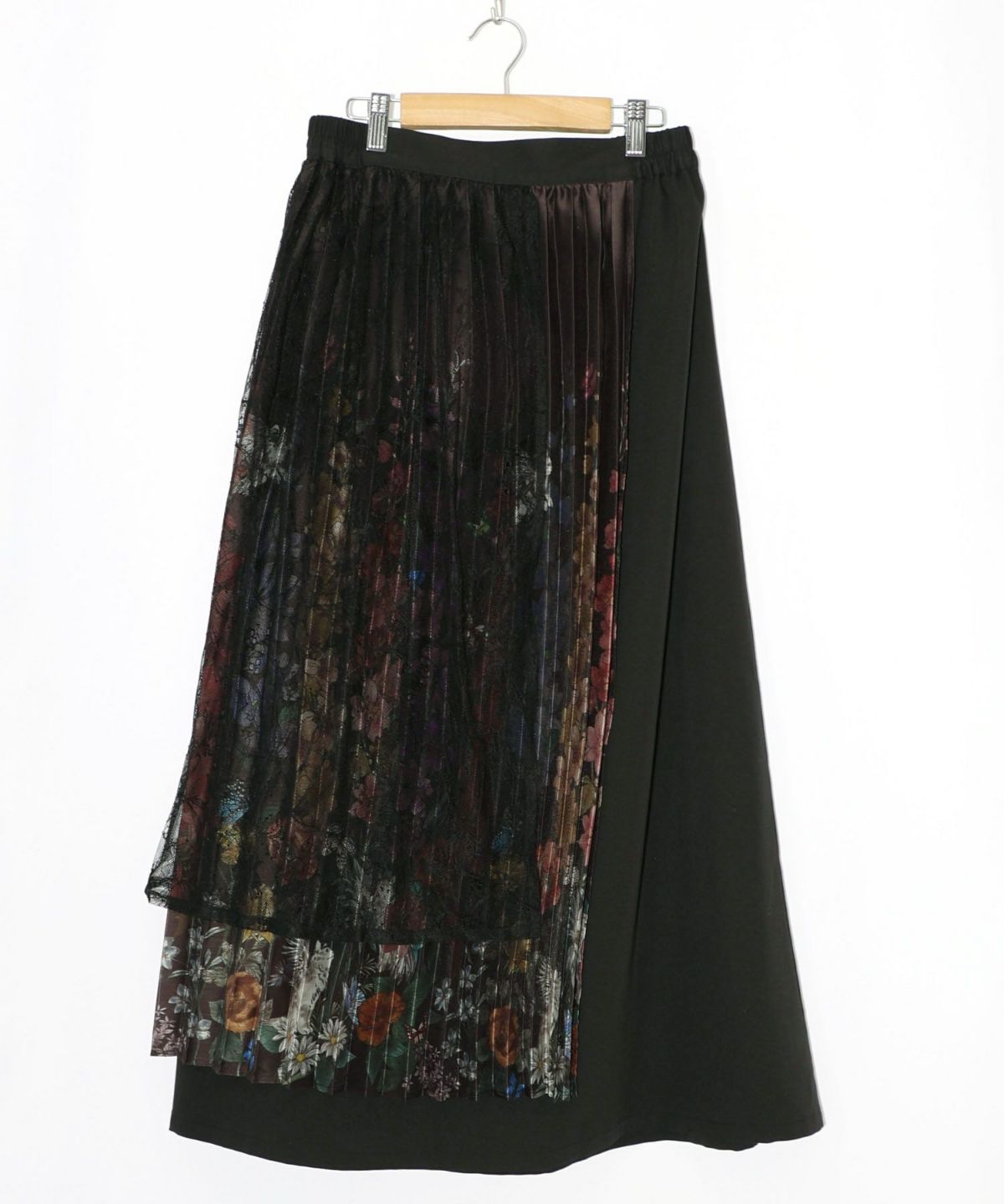 チュールスカート×花柄×プリーツスカート-10