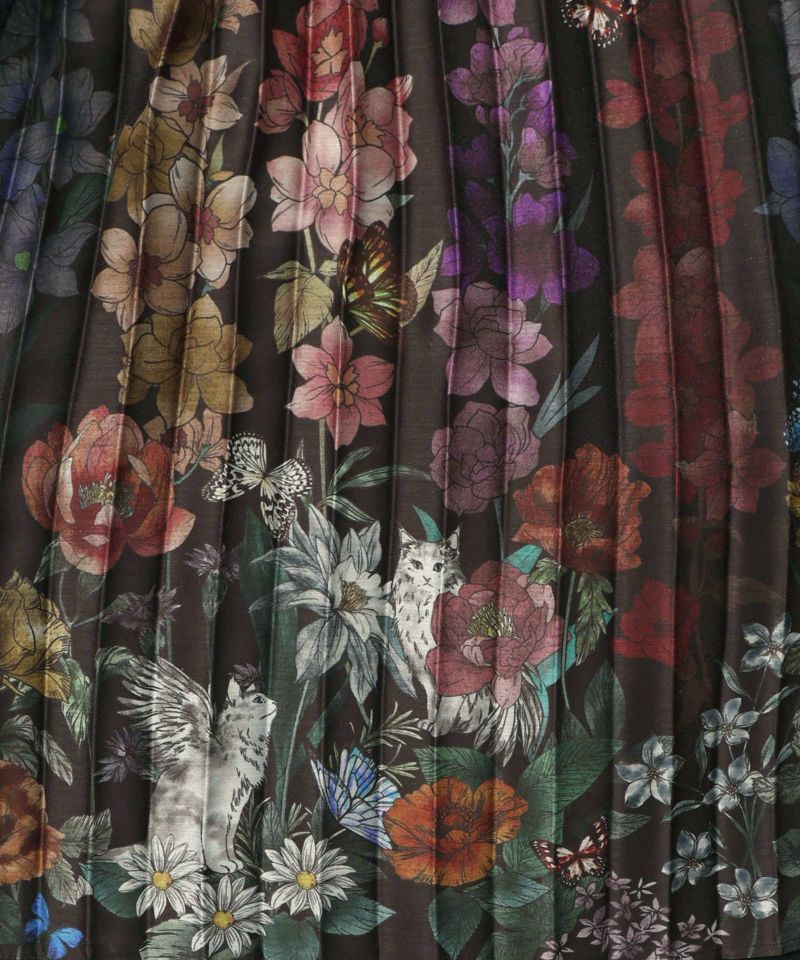 チュールスカート×花柄×プリーツスカート-11