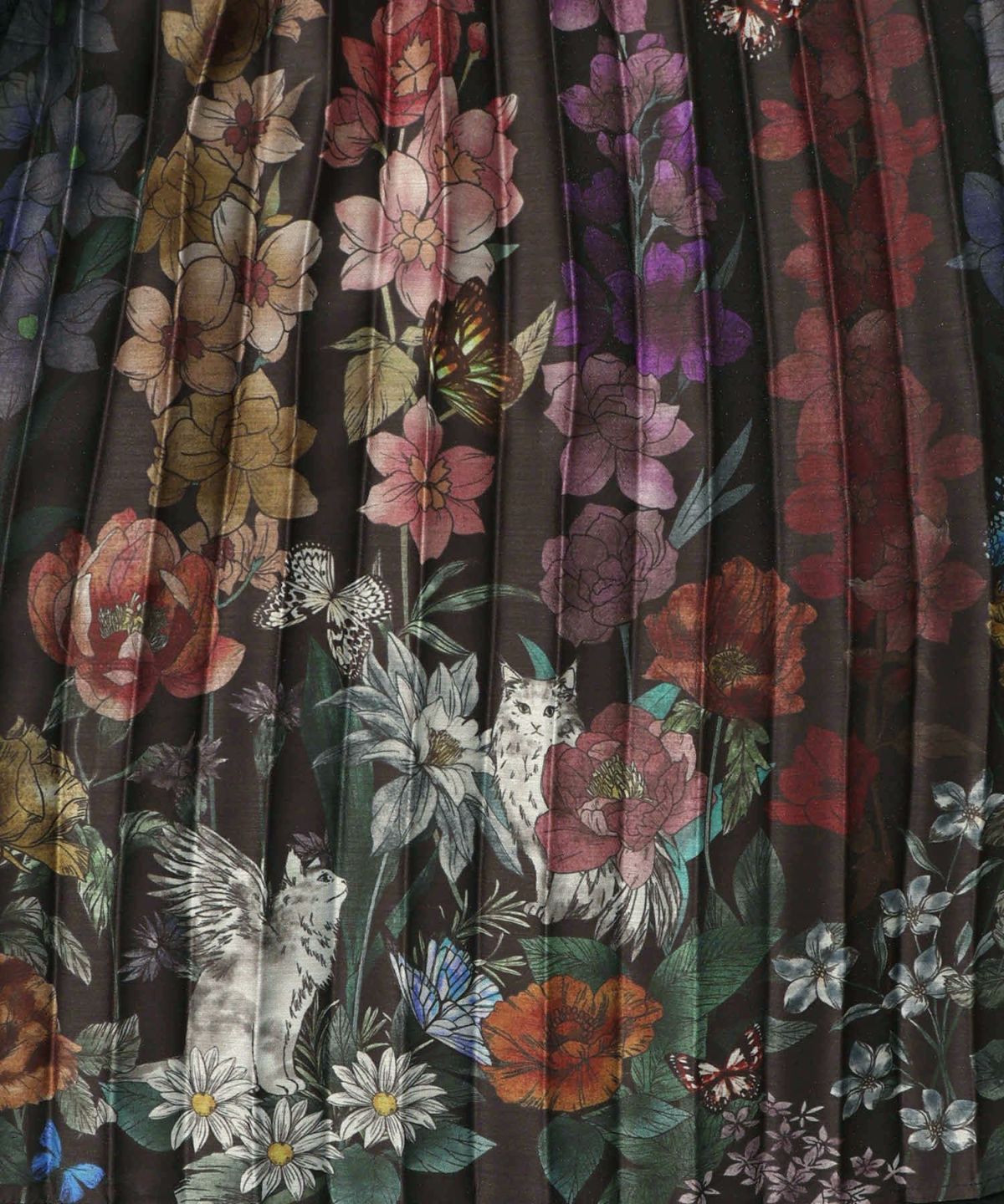 チュールスカート×花柄×プリーツスカート-11