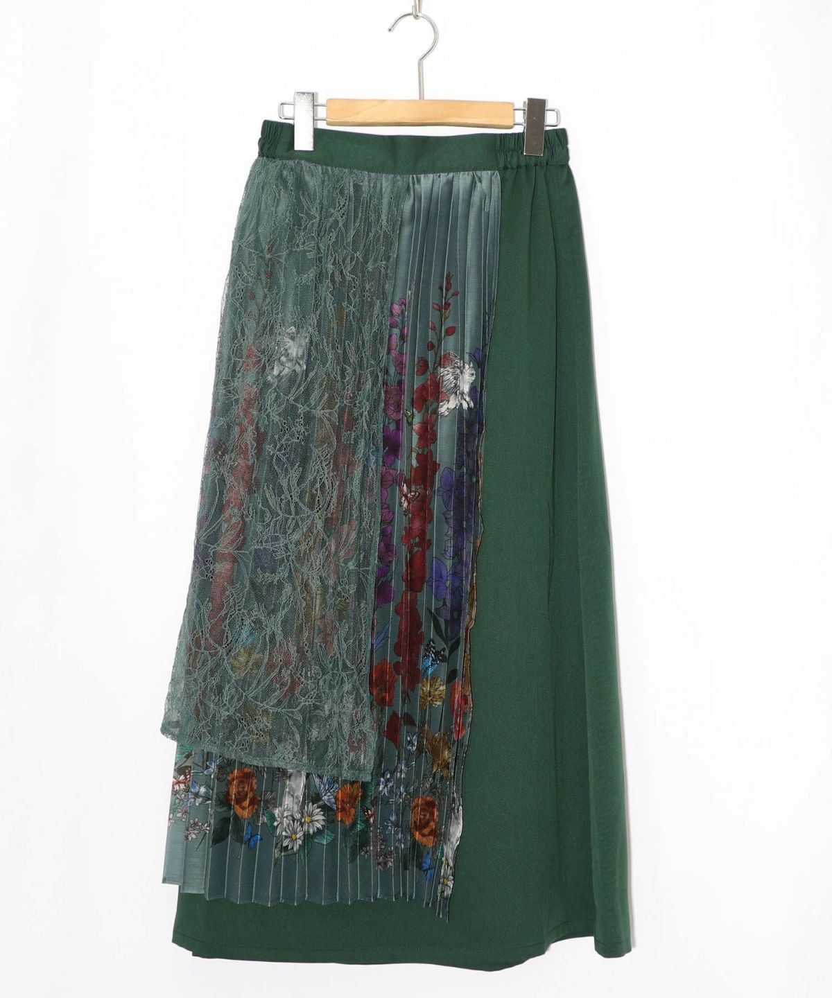 チュールスカート×花柄×プリーツスカート-12