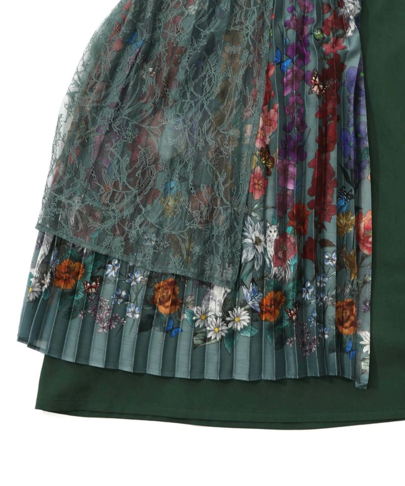 チュールスカート×花柄×プリーツスカート-15