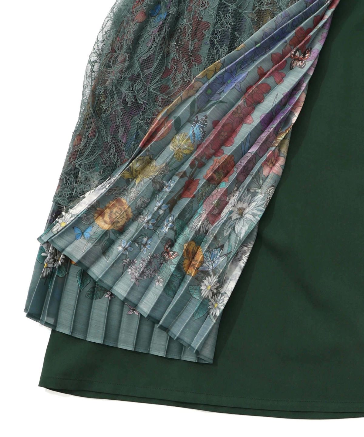 チュールスカート×花柄×プリーツスカート-16