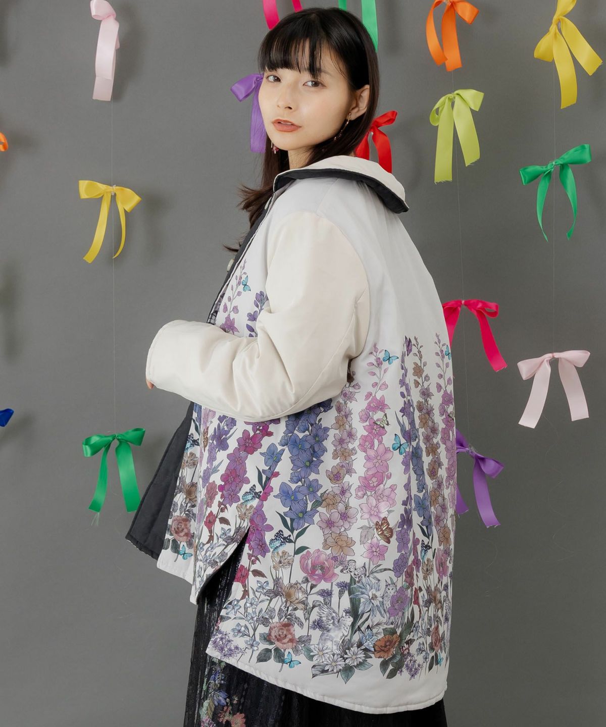 花柄orキルティング リバーシブルブルゾン-4