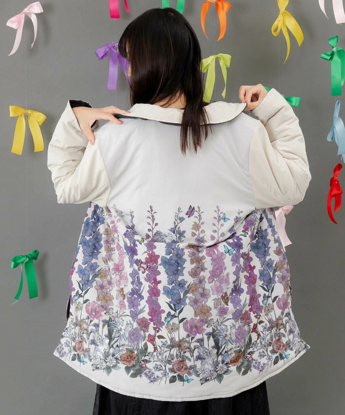 花柄orキルティング リバーシブルブルゾン-5