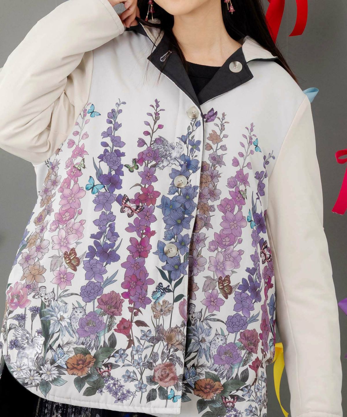 花柄orキルティング リバーシブルブルゾン-7