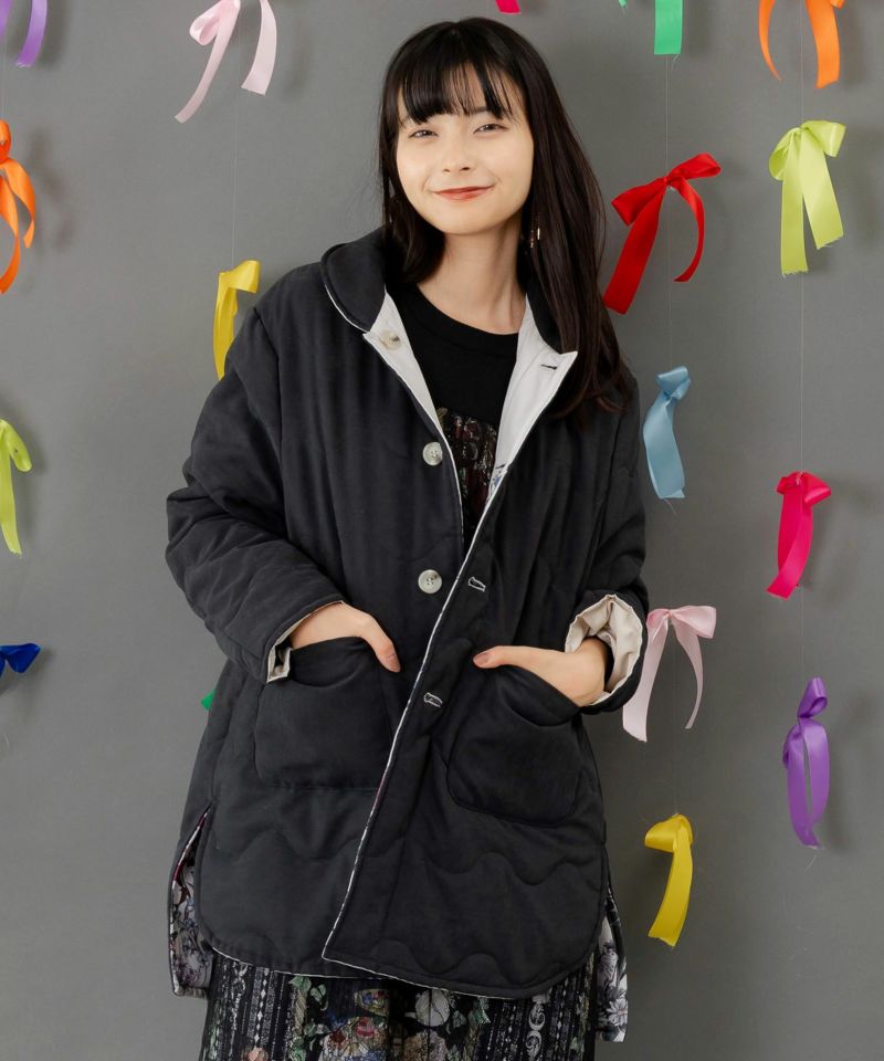 花柄orキルティング リバーシブルブルゾン-8