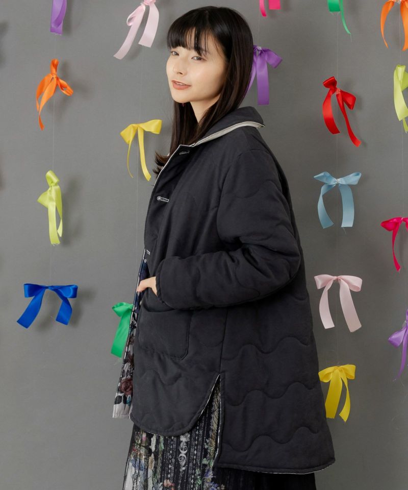 花柄orキルティング リバーシブルブルゾン-10