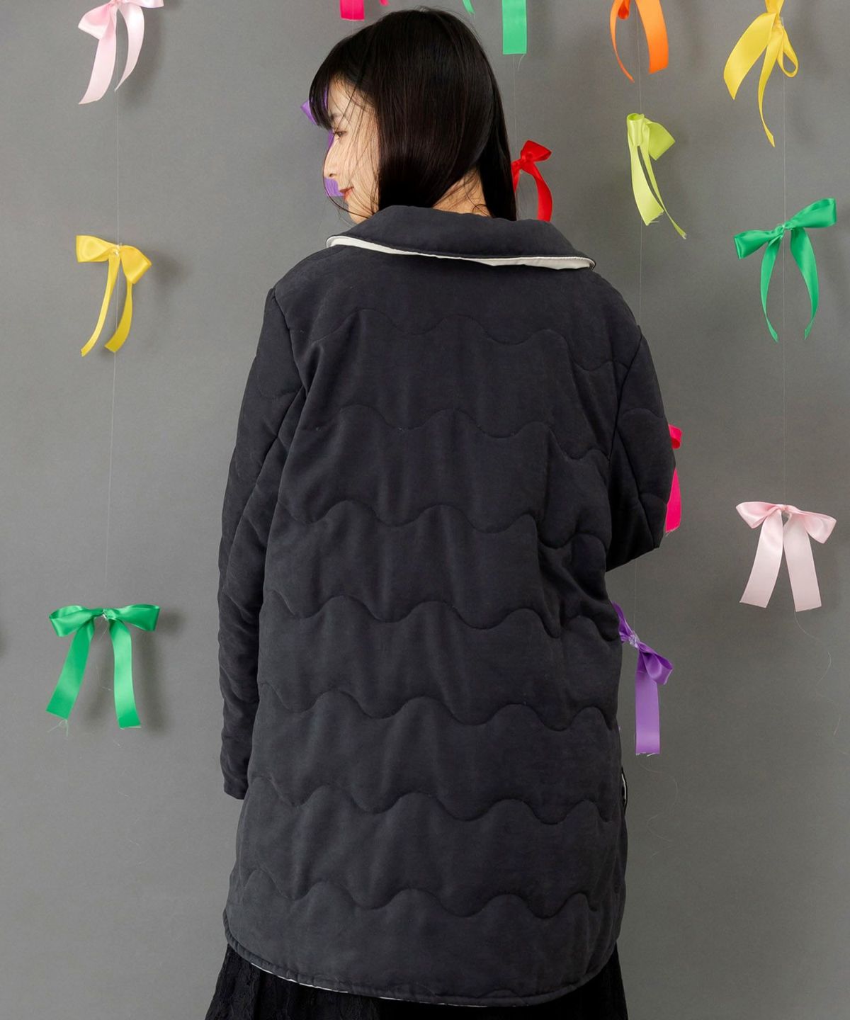 花柄orキルティング リバーシブルブルゾン-11