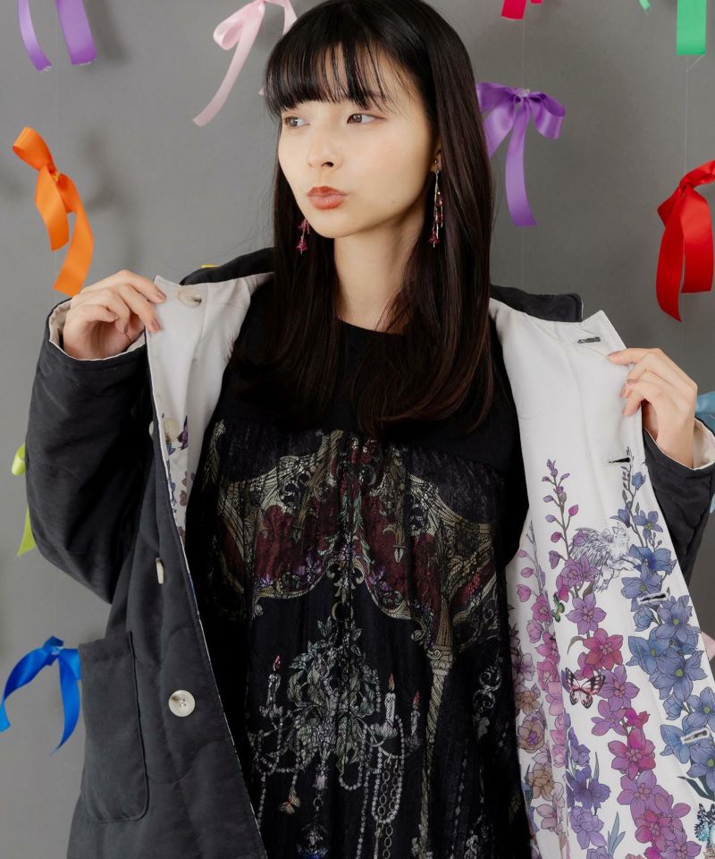 花柄orキルティング リバーシブルブルゾン-13