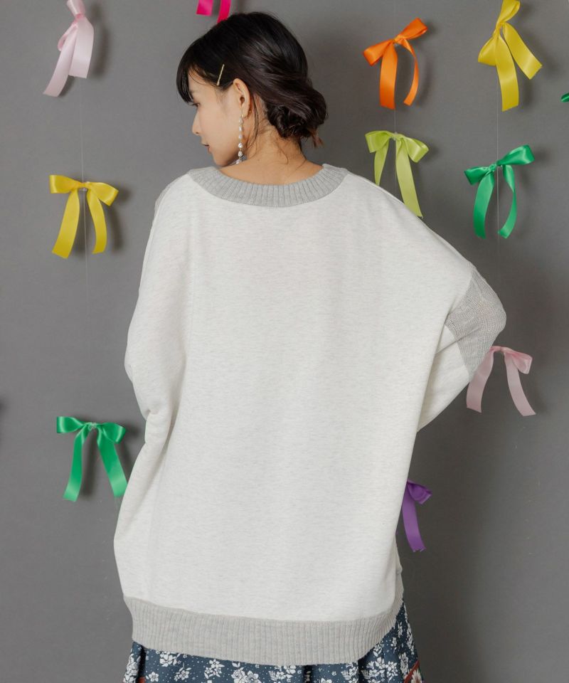 童話風プリント異素材切替プルオーバー-5