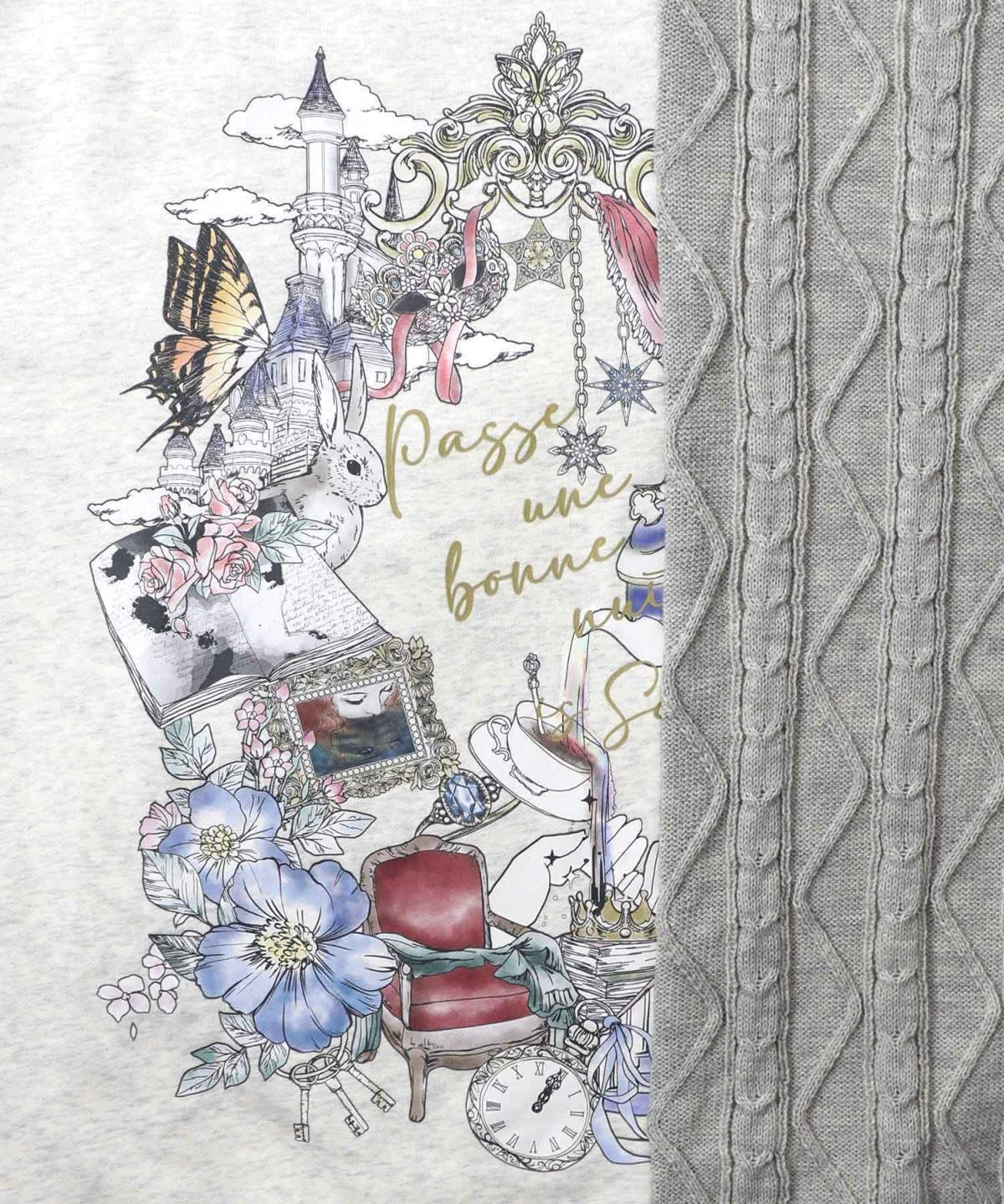 童話風プリント異素材切替プルオーバー-10