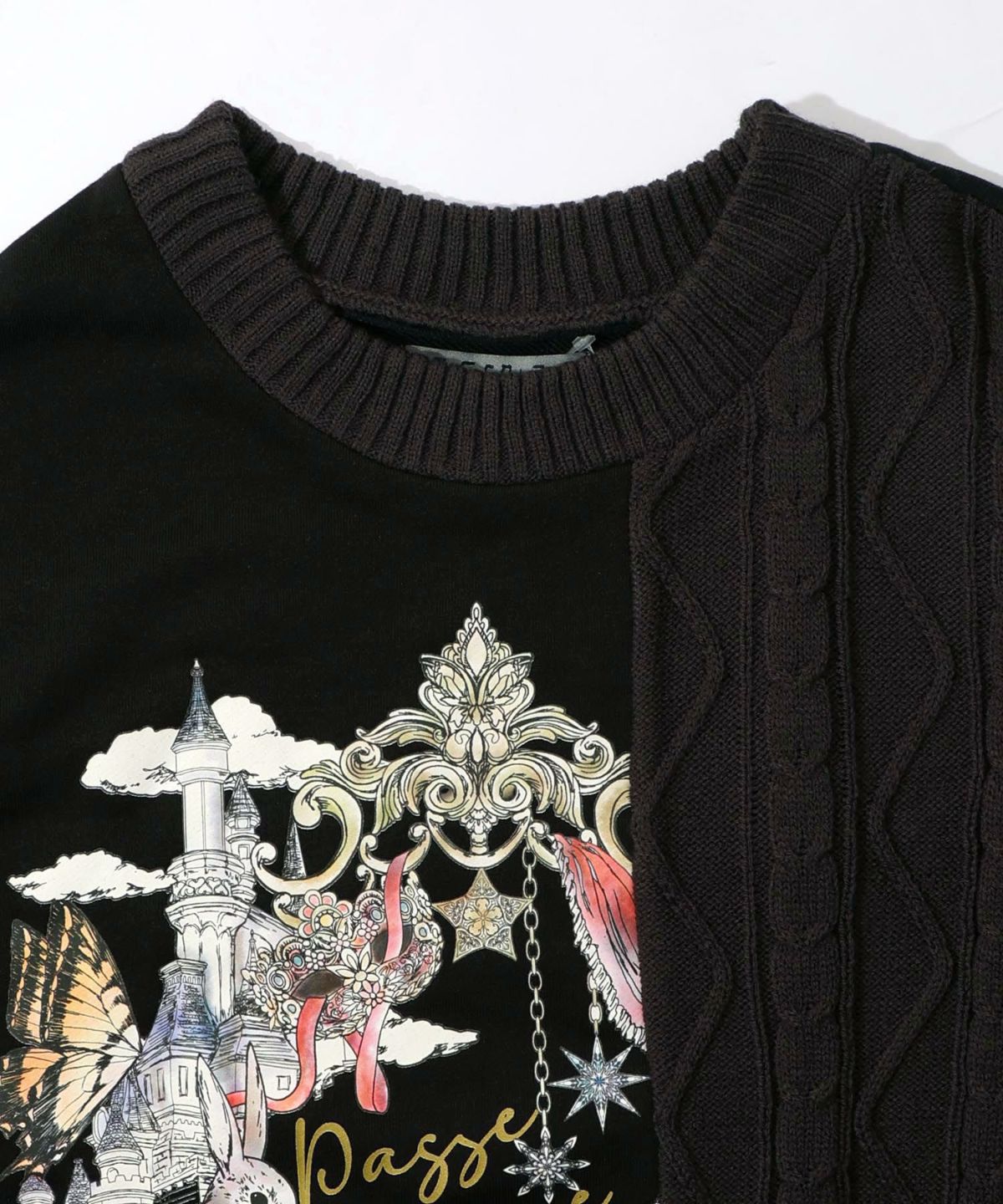 童話風プリント異素材切替プルオーバー-13