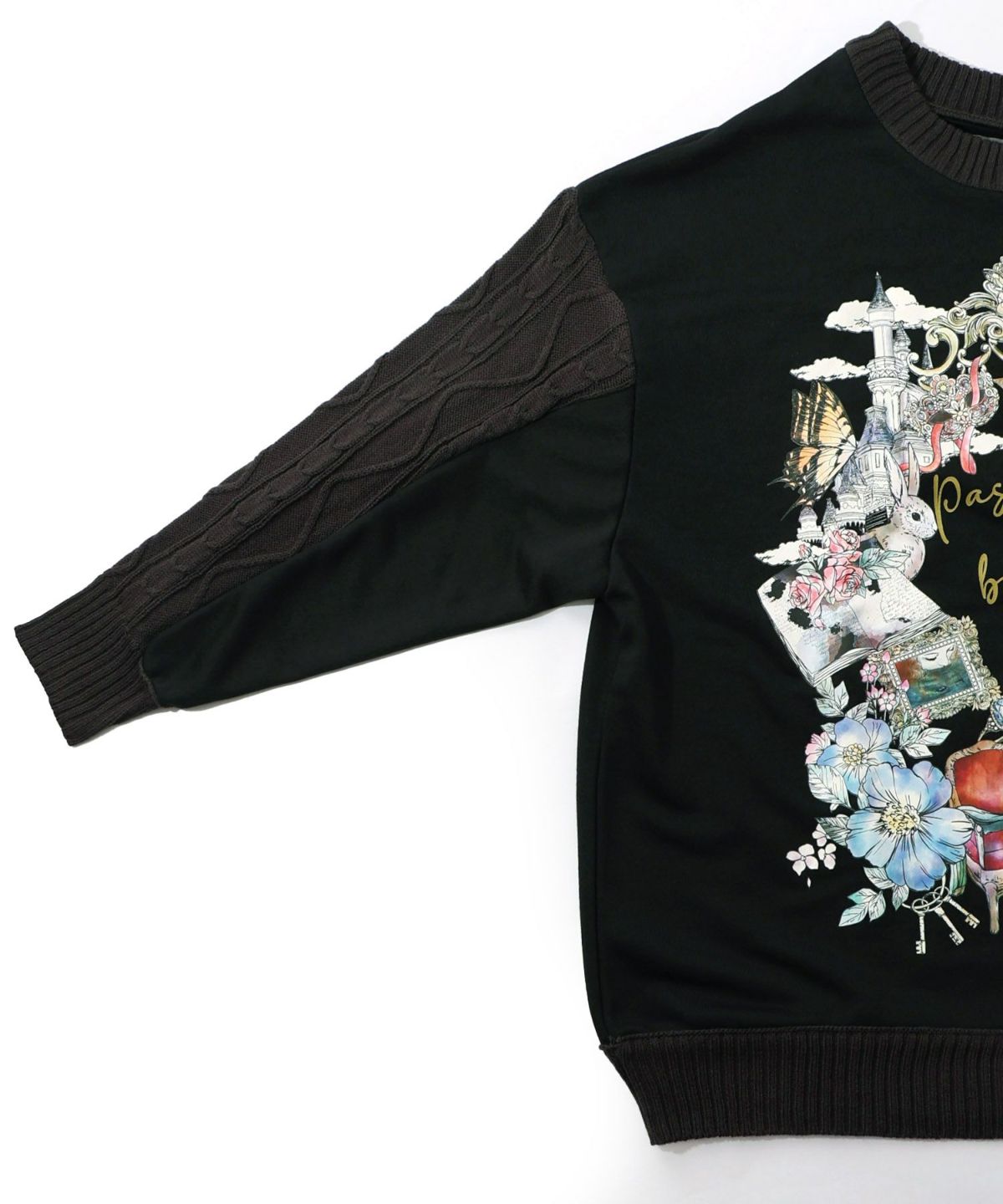 童話風プリント異素材切替プルオーバー-14