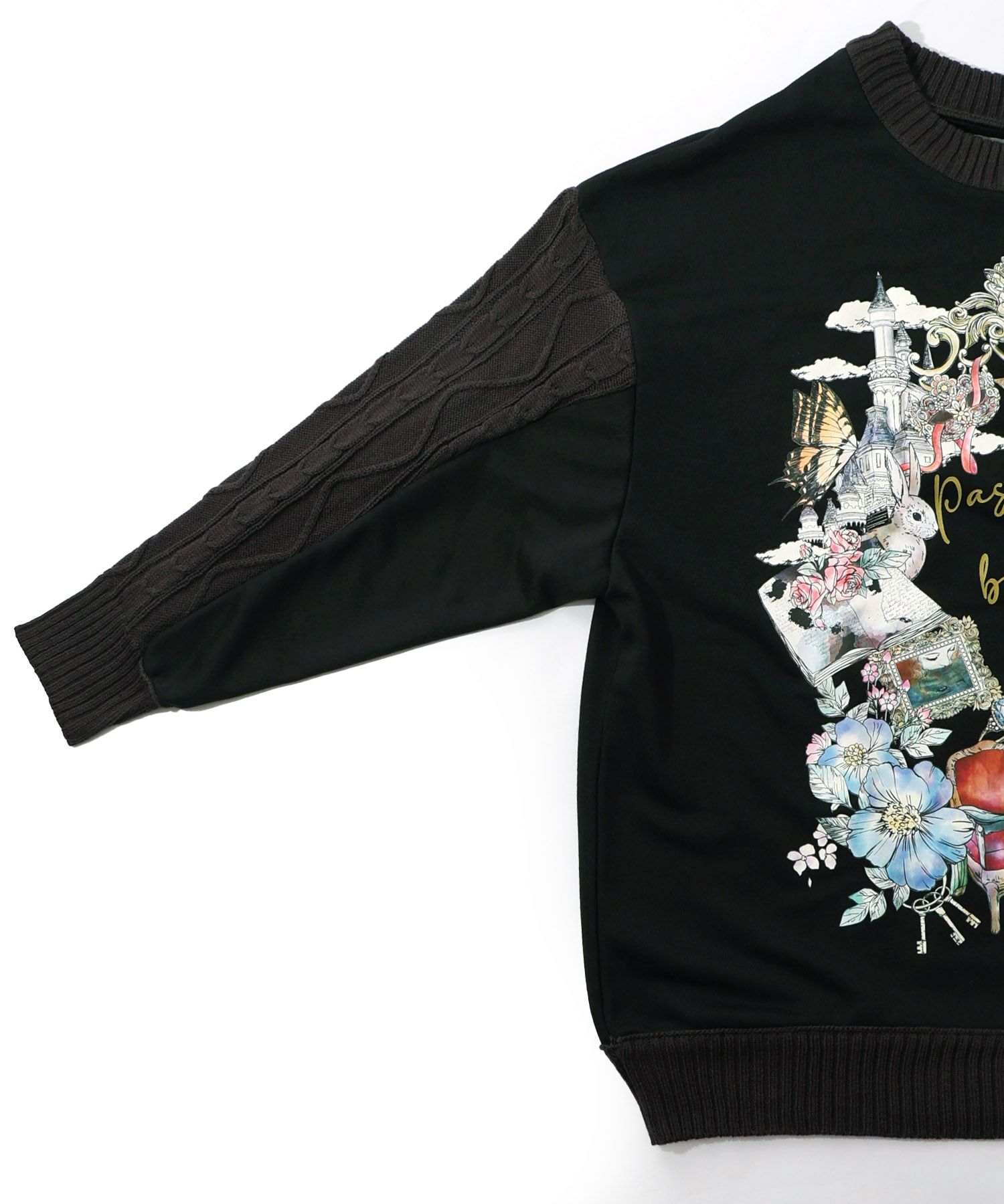 童話風プリント異素材切替プルオーバー-14