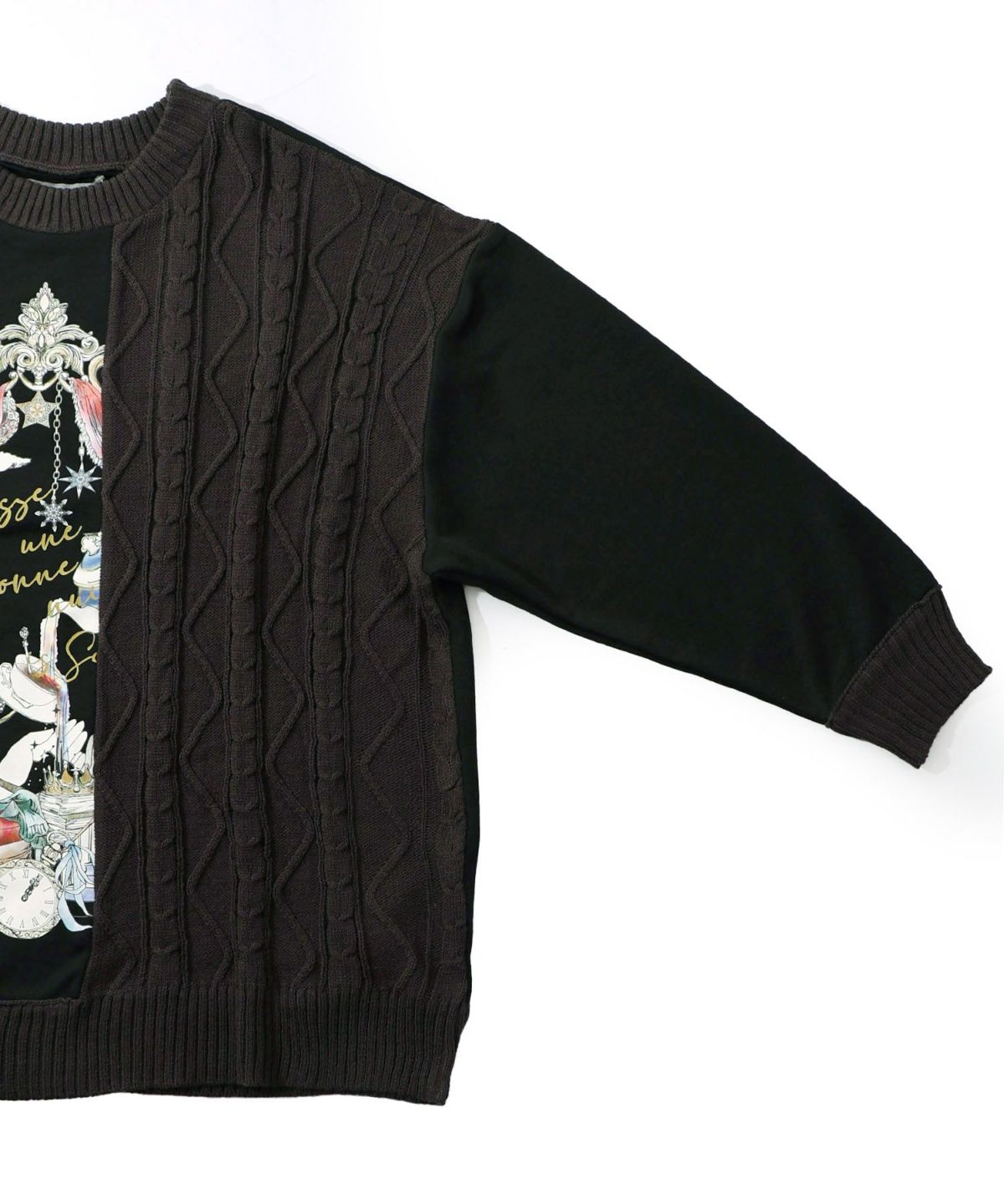 童話風プリント異素材切替プルオーバー-15