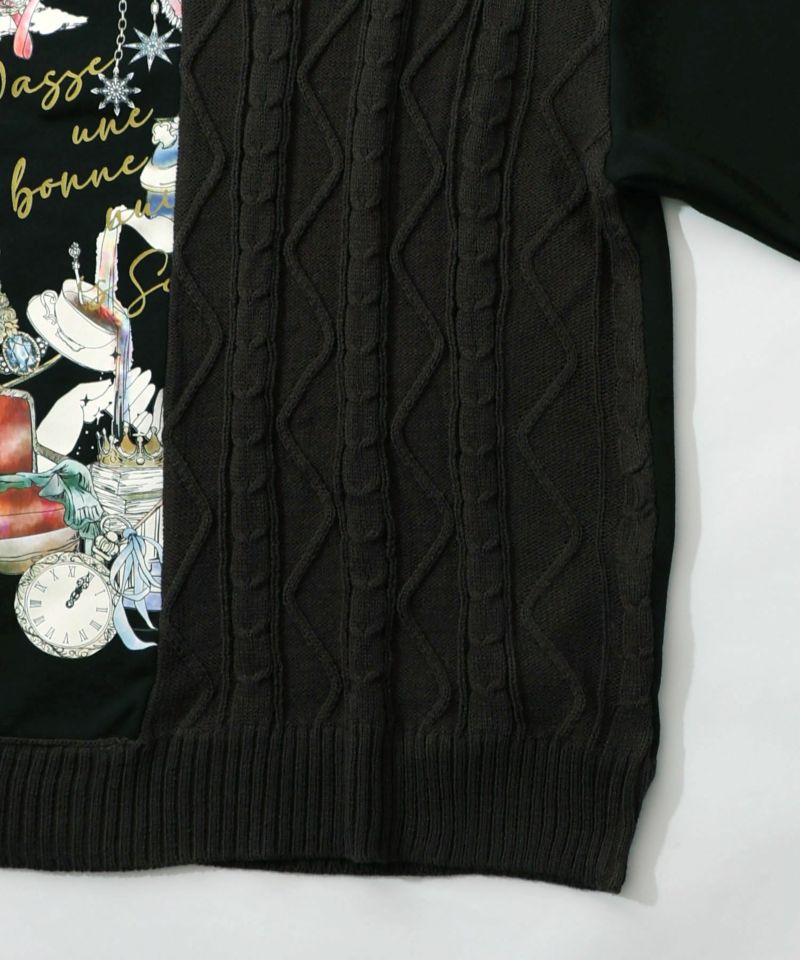 童話風プリント異素材切替プルオーバー-16