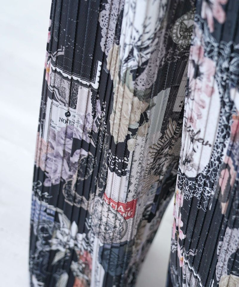 花柄ラベルプリーツパンツ-8