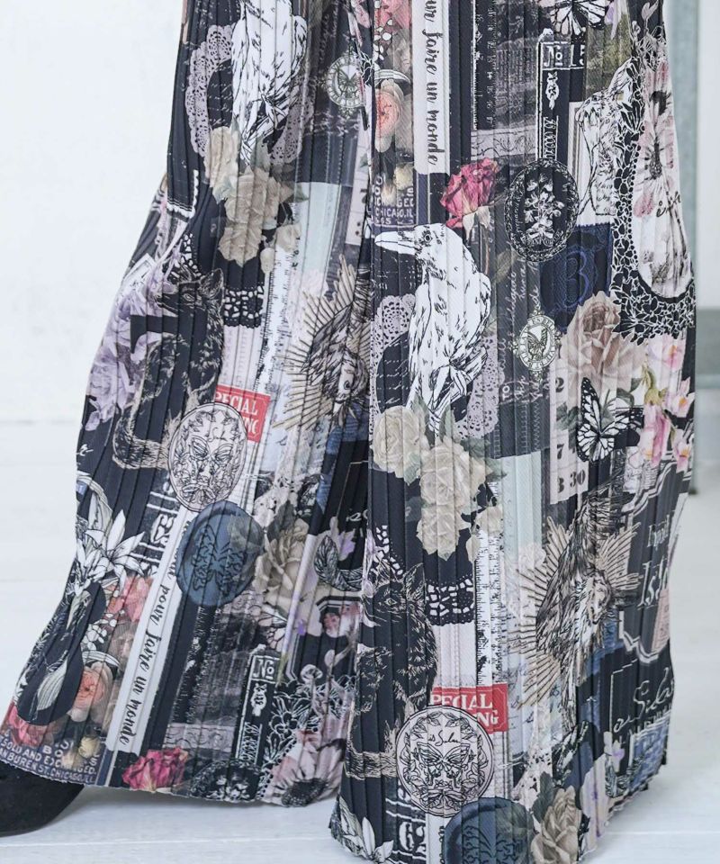 花柄ラベルプリーツパンツ-9