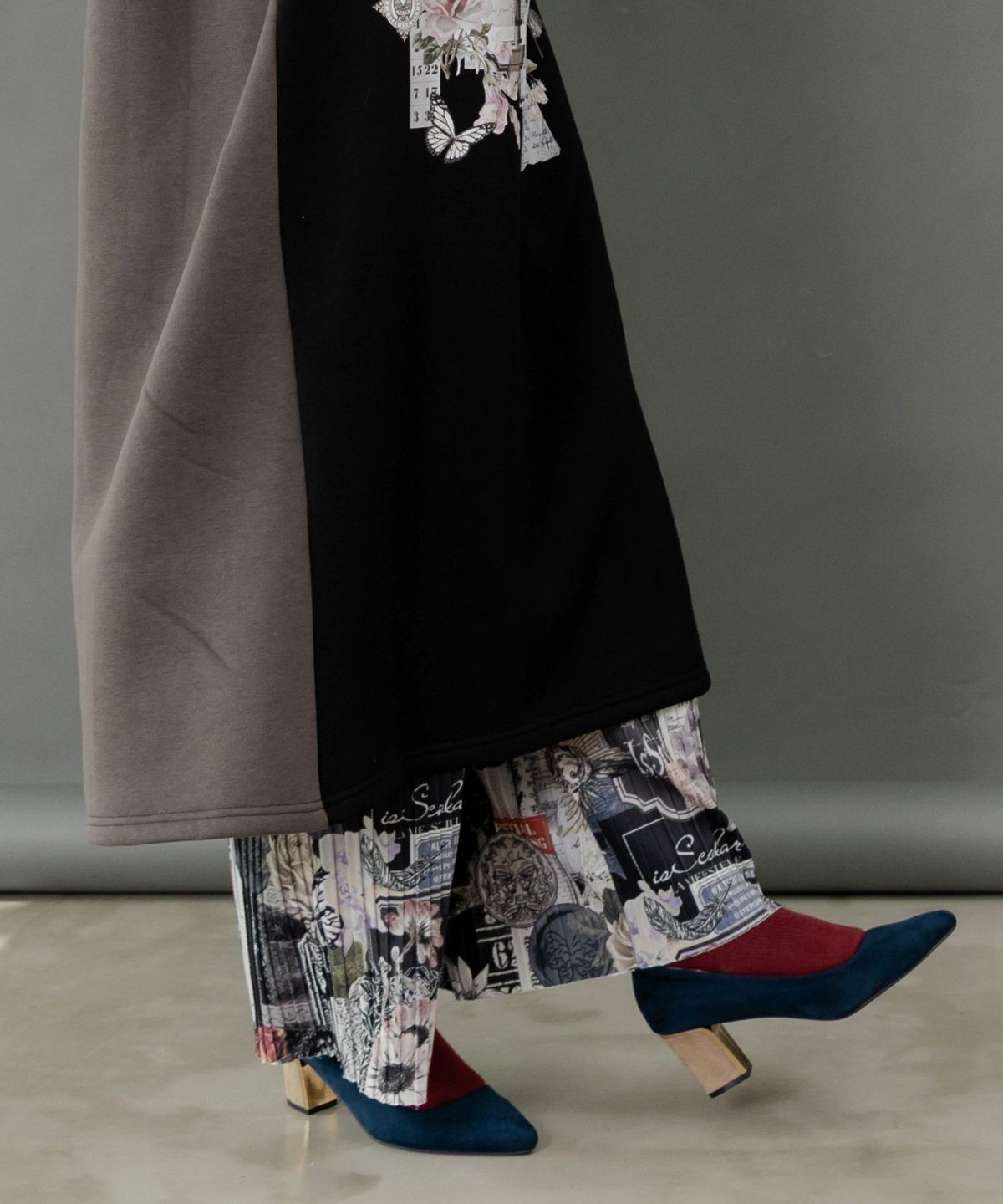 花柄ラベルプリーツパンツ-11