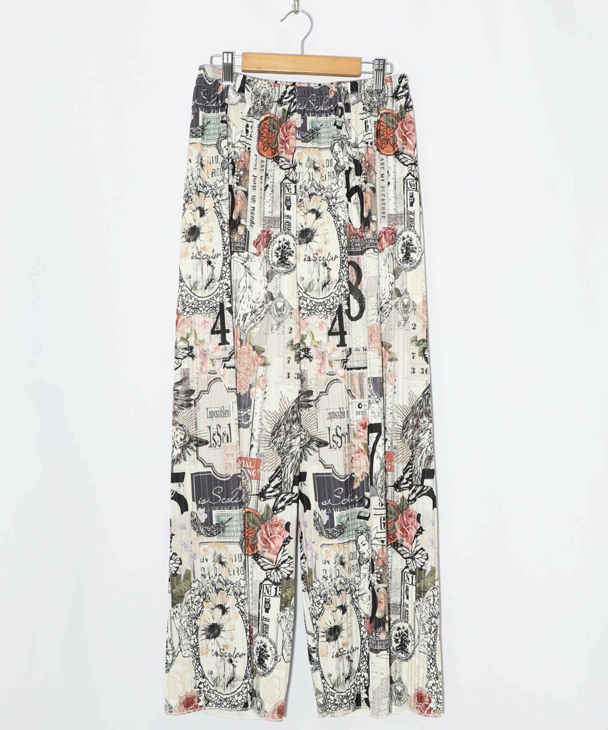 花柄ラベルプリーツパンツ-12